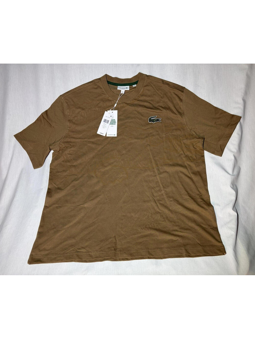 Lacoste Men's L Brown Cotton Jersey Crew Neck Short Sleeve Crocodile Logo Tee